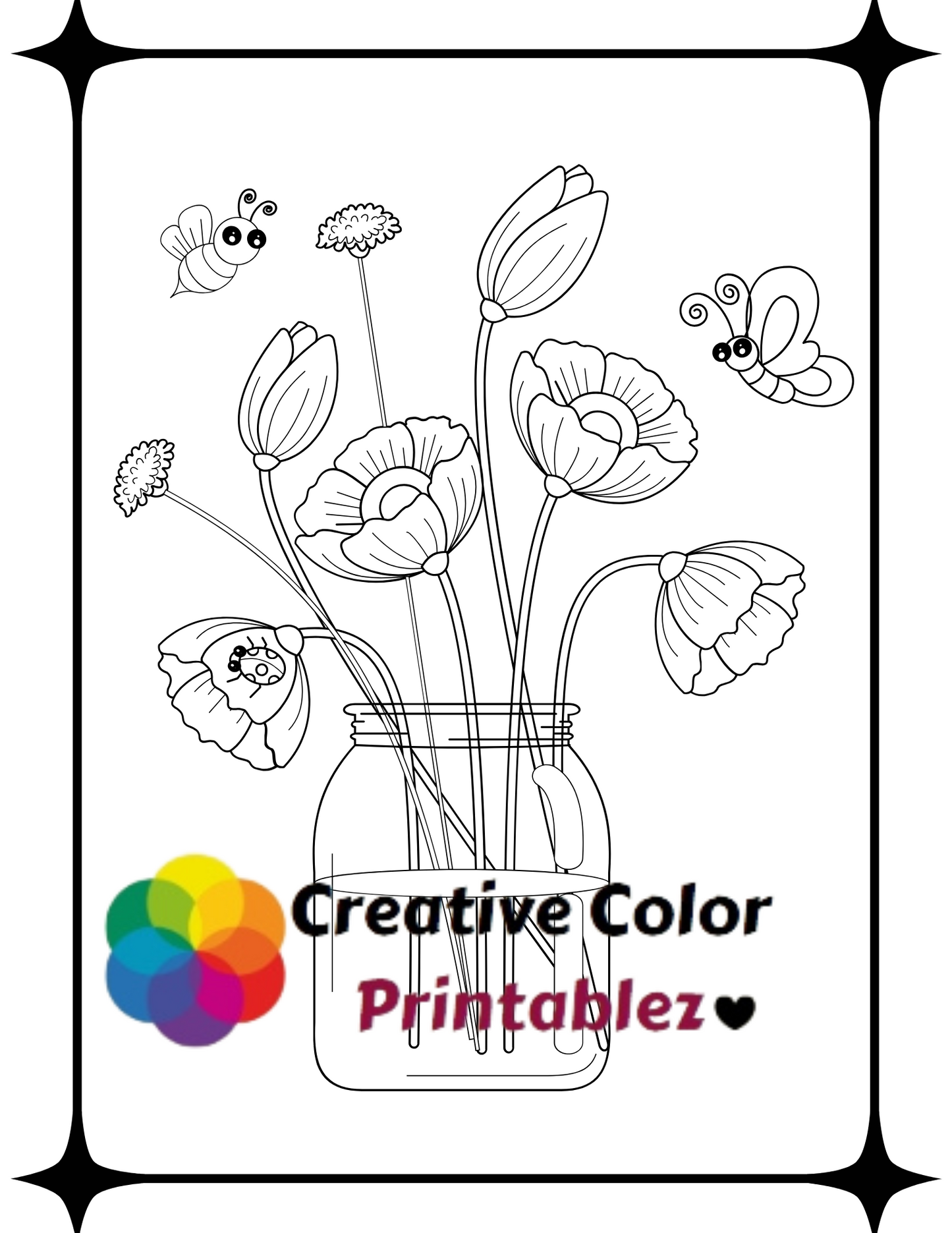 Flower Coloring-CreativeColorPrintablez