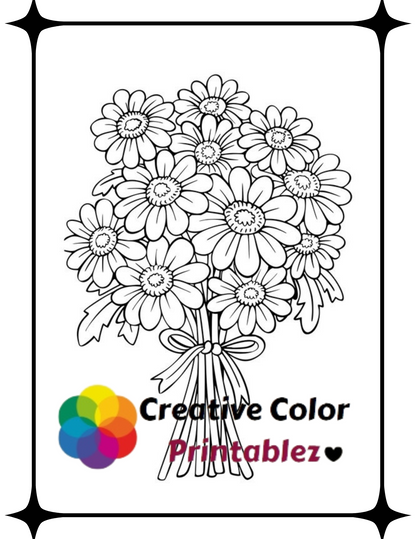 Flower Coloring-CreativeColorPrintablez