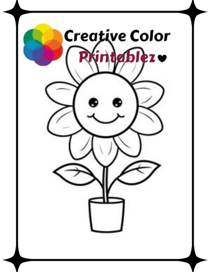 Flower Coloring-CreativeColorPrintablez