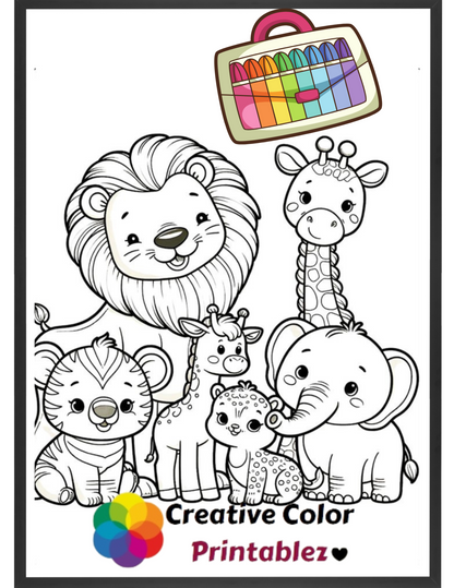 Colorful Jungle Animals - CreativeColorPrintablez