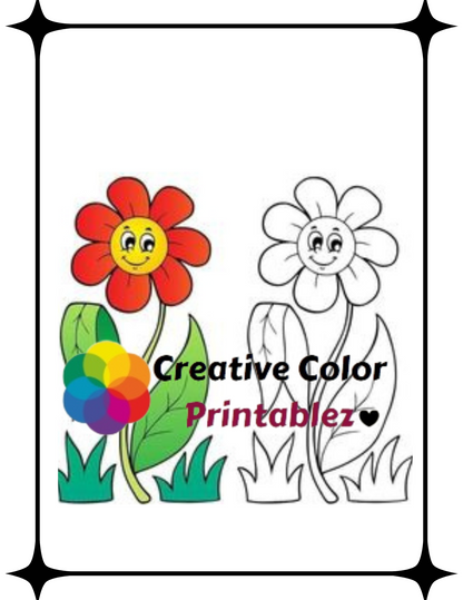 Flower Coloring-CreativeColorPrintablez